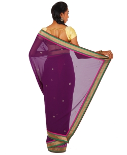 Violet Chiffon Printed Half And Half Sarees