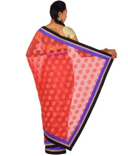 Coral Tissue Brasso Style Half And Half Sarees