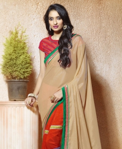 Multi Crepe, Silk Digital Printed Half And Half Sarees