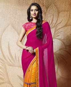 Multi Silk Digital Printed Half And Half Sarees