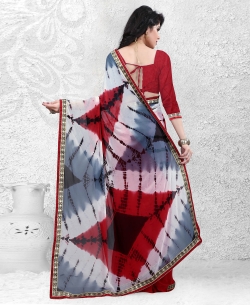 Multi Georgette Bandhani, Bandhej Half And Half Sarees