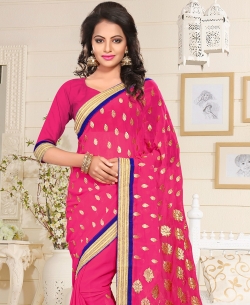 Pink Georgette Lace Style Border Sarees
