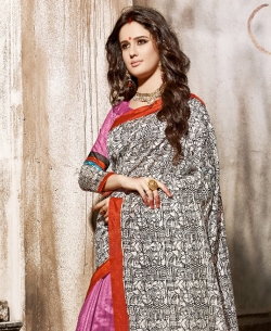 Multi Art Silk Printed Half And Half Sarees