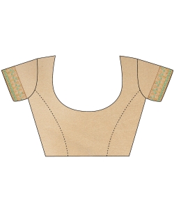 Light Green And Cream Georgette, Lycra Mirror Work Half And Half Sarees