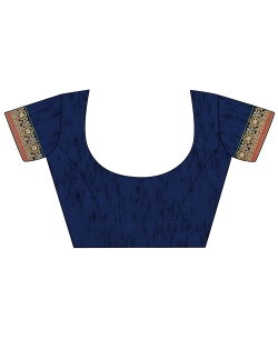 Light Green And NavyBlue Lycra Patch Work Half And Half Sarees