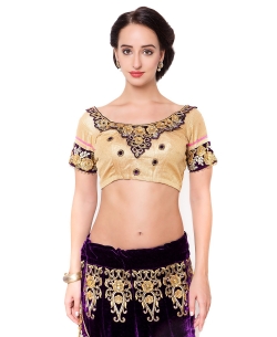 Orange And Purple Velvet, Net Embroidered Lehenga Sarees