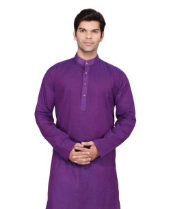 Purple Cotton Solid Kurta Pajama