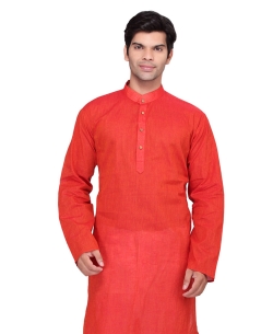 Coral Cotton Solid Kurta Pajama