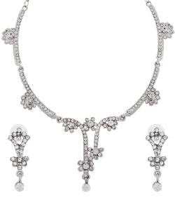 Silver Alloy Art Diamonds Necklace Sets