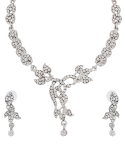 Silver Alloy Art Diamonds Necklace Sets