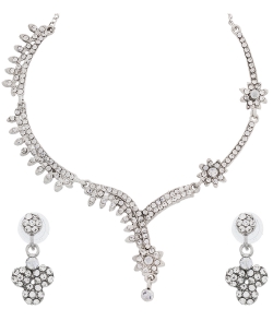 Silver Alloy Art Diamonds Necklace Sets