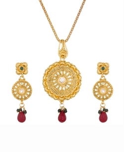 Multi Alloy Beads, Stones, Crystals Pendant Set