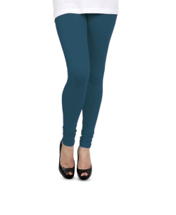 Teal Cotton Blend Solid Plain Leggings