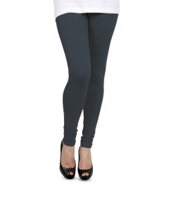 Dim Grey Cotton Blend Solid Plain Leggings