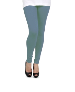 Cadet Blue Cotton Blend Solid Plain Leggings