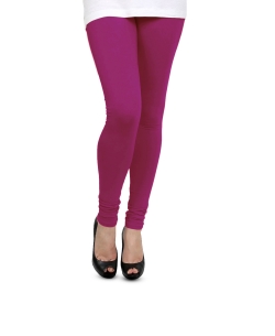 Violet Red Cotton Blend Solid Plain Leggings