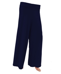 Navy Blue Cotton Blend Solid Palazzo Pants