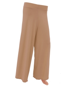 Tan Brown Cotton Blend Solid Palazzo Pants