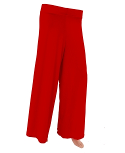 Red Cotton Blend Solid Palazzo Pants