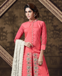 Peach Georgette Chikankari Palazzo Suits
