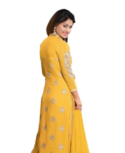 Yellow Georgette Blend Embroidered Palazzo Suits