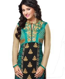 Black Georgette Blend Embroidered Palazzo Suits