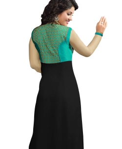 Black Georgette Blend Embroidered Palazzo Suits