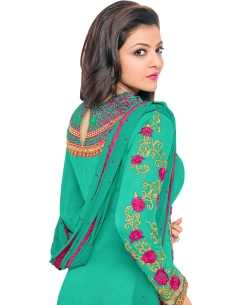 Sea Green Georgette Blend Embroidered Palazzo Suits