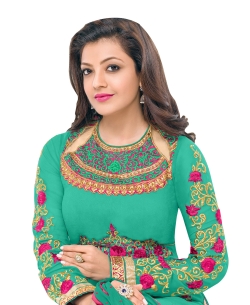 Sea Green Georgette Blend Embroidered Palazzo Suits