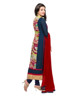Navy Blue Georgette Blend Embroidered Palazzo Suits