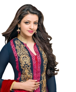 Navy Blue Georgette Blend Embroidered Palazzo Suits