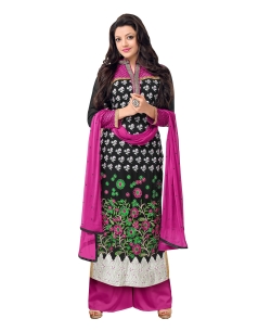 Black Georgette Blend Embroidered Palazzo Suits