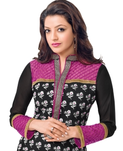 Black Georgette Blend Embroidered Palazzo Suits