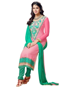 Pink Georgette Blend Embroidered Palazzo Suits