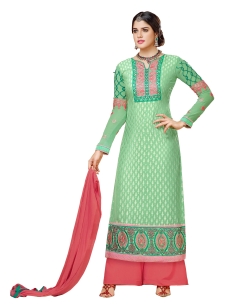 Light Green Georgette Blend Embroidered Palazzo Suits