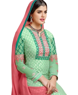 Light Green Georgette Blend Embroidered Palazzo Suits