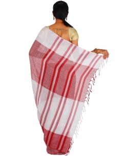 White Jute Woven Pattern Regular Sarees