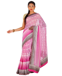 Pink Georgette Printed Regular Sarees