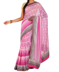 Pink Georgette Printed Regular Sarees