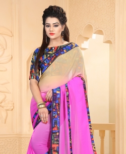 Pink And Beige Georgette Ombre Regular Sarees