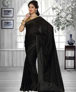 Black Chiffon Printed Regular Sarees