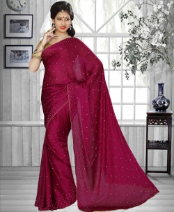 Magenta Chiffon Printed Regular Sarees