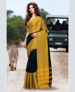 Black Cotton Solid Regular Sarees