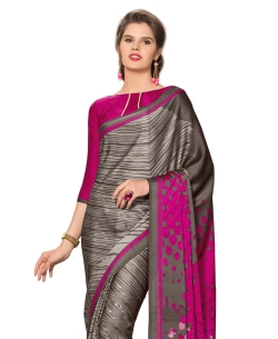 Dim Grey Georgette Printed Regular Sarees