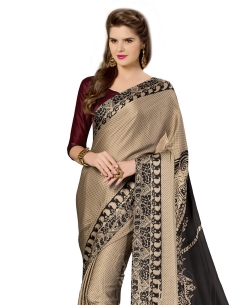 Black And TanBrown Georgette Printed Regular Sarees