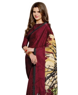 Maroon Georgette Printed Regular Sarees