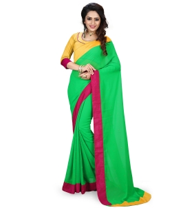 Light Green Georgette Stones, Crystals Regular Sarees