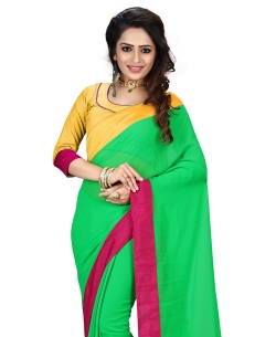 Light Green Georgette Stones, Crystals Regular Sarees