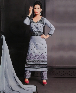 Lavender Georgette Blend Embroidered Salwar Suits