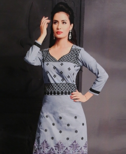 Lavender Georgette Blend Embroidered Salwar Suits